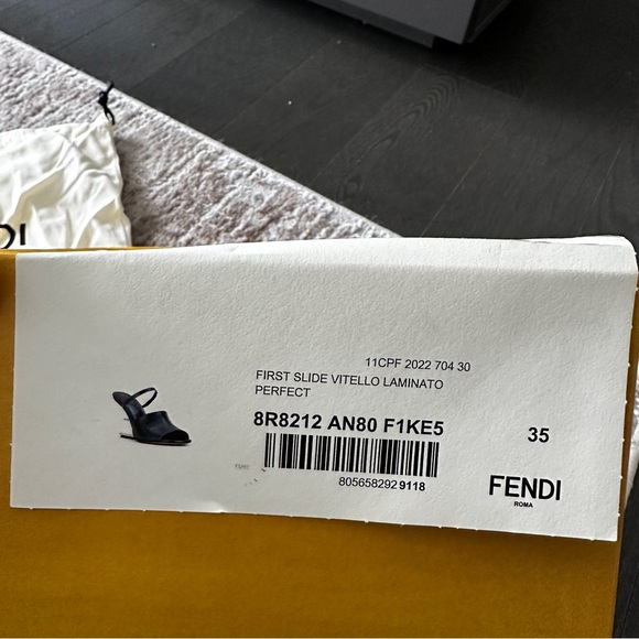 FENDI
First Metallic F-Heel Mule Sandals NWT SIZE 5 - Picture 12 of 12